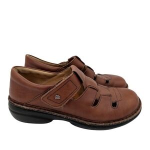 Finn Comfort Women Brown Leather Fisherman Sandal Shoes Size 38 D 7.5